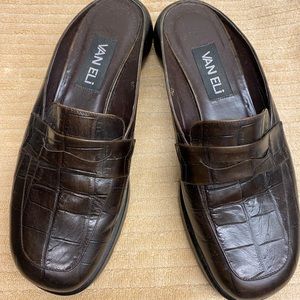 Vaneli Brown Loafer Slides. Size 8